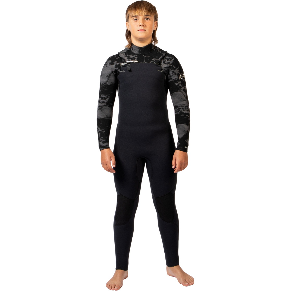 2026 Gul Junior Yulex Flexor 5/4mm Chest Zip Wetsuit FX1229 - Black / Smoke